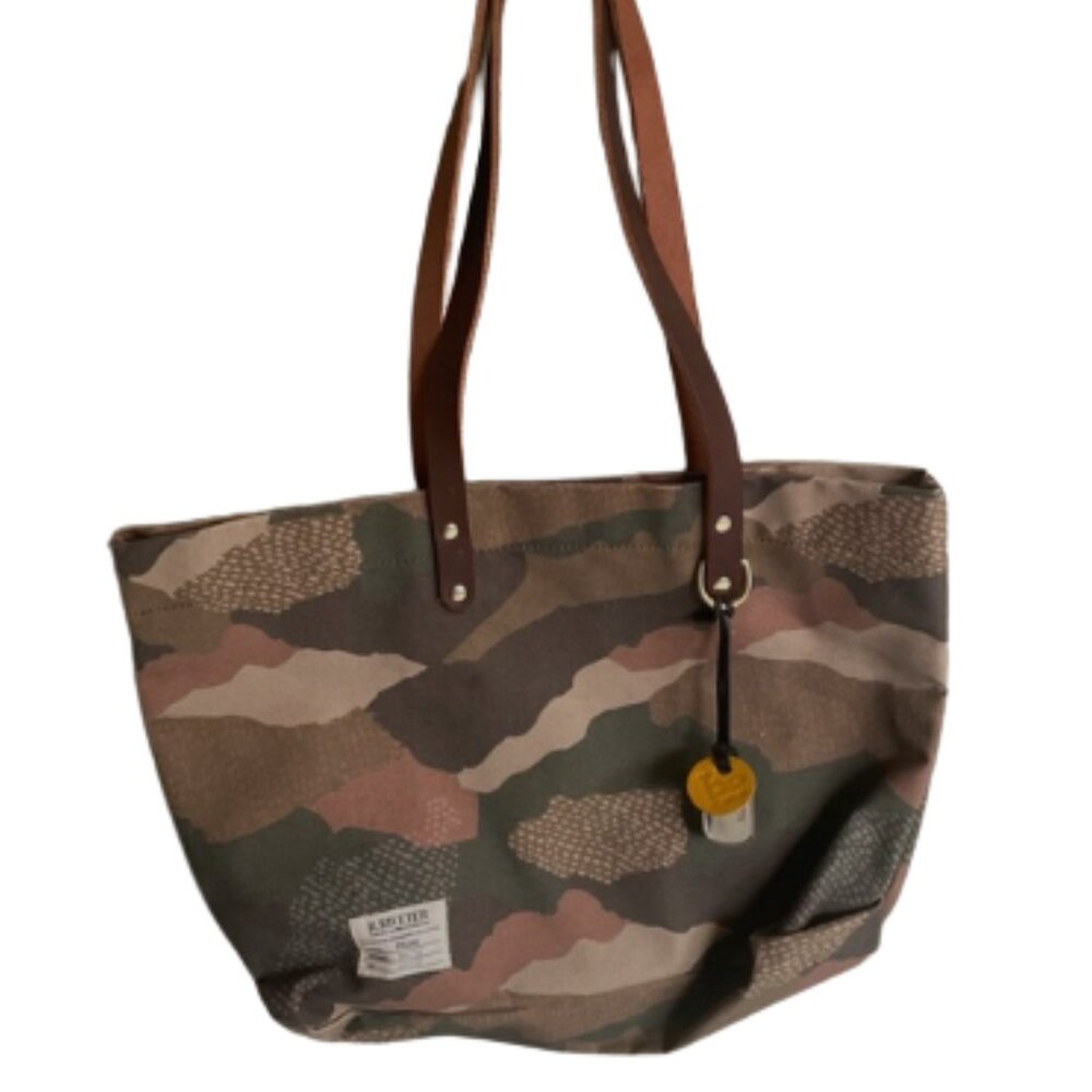 R. Riveter The Ada Camouflage Tote Bag with Brown Handles